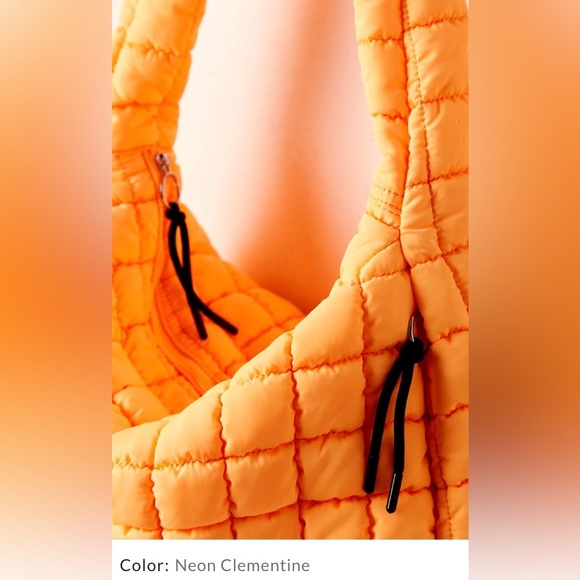 Free People Movement Quilted Carryall Bag/ Neon Clementine *NWT - Picture 10 of 12